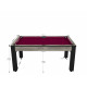 Billard Texas 6 pieds convertible en table à manger 6 personnes Coloris industriel tapis prune De Faugères A009A028A040A073