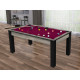 Billard Texas 6 pieds convertible en table à manger 6 personnes Coloris industriel tapis prune De Faugères A009A028A040A073