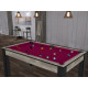 Billard Texas 6 pieds convertible en table à manger 6 personnes Coloris industriel tapis prune De Faugères A009A028A040A073