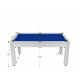 Billard Texas 6 pieds convertible en table à manger 6 personnes Coloris blanc boisé tapis bleu De Faugères A010A024A036A075