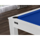 Billard Texas 6 pieds convertible en table à manger 6 personnes Coloris blanc boisé tapis bleu De Faugères A010A024A036A075