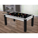 Billard Texas 6 pieds convertible en table à manger 6 personnes Coloris blanc boisé tapis noir De Faugères A010A027A039A073