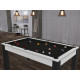 Billard Texas 6 pieds convertible en table à manger 6 personnes Coloris blanc boisé tapis noir De Faugères A010A027A039A073