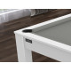 Billard Texas 6 pieds convertible en table à manger 6 personnes Coloris blanc laqué tapis gris De Faugères A011A026A038A074