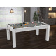 Billard Texas 6 pieds convertible en table à manger 6 personnes Coloris blanc laqué tapis gris De Faugères A011A026A038A074