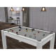 Billard Texas 6 pieds convertible en table à manger 6 personnes Coloris blanc laqué tapis gris De Faugères A011A026A038A074