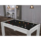 Billard Texas 6 pieds convertible en table à manger 6 personnes Coloris blanc laqué tapis noir De Faugères A011A027A039A074