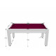 Billard Texas 6 pieds convertible en table à manger 6 personnes Coloris blanc laqué tapis prune De Faugères A011A028A040A074