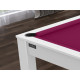 Billard Texas 6 pieds convertible en table à manger 6 personnes Coloris blanc laqué tapis prune De Faugères A011A028A040A074