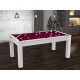 Billard Texas 6 pieds convertible en table à manger 6 personnes Coloris blanc laqué tapis prune De Faugères A011A028A040A074