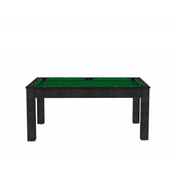 Billard Texas 6 pieds convertible en table à manger 6 personnes Coloris noir boisé tapis vert De Faugères A013A023A035A079