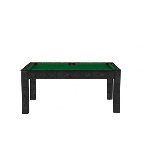 Billard Texas 6 pieds convertible en table à manger 6 personnes Coloris noir boisé tapis vert De Faugères A013A023A035A079