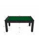 Billard Texas 6 pieds convertible en table à manger 6 personnes Coloris noir boisé tapis vert De Faugères A013A023A035A079