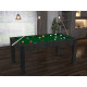 Billard Texas 6 pieds convertible en table à manger 6 personnes Coloris noir boisé tapis vert De Faugères A013A023A035A079