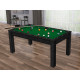 Billard Texas 6 pieds convertible en table à manger 6 personnes Coloris noir boisé tapis vert De Faugères A013A023A035A079