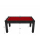 Billard Texas 6 pieds convertible en table à manger 6 personnes Coloris noir boisé tapis rouge De Faugères A013A025A037A079