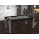 Billard Texas 6 pieds convertible en table à manger 6 personnes Coloris noir grainé tapis gris De Faugères A014A027A038A076