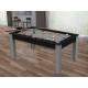 Billard Texas 6 pieds convertible en table à manger 6 personnes Coloris noir grainé tapis gris De Faugères A014A027A038A076