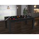 Billard Texas 6 pieds convertible en table à manger 6 personnes Coloris noir grainé tapis noir De Faugères A014A027A039A073