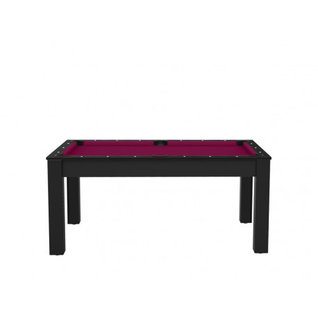 Billard Texas 6 pieds convertible en table à manger 6 personnes Coloris noir grainé tapis prune De Faugères A014A028A040A073