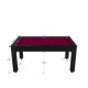 Billard Texas 6 pieds convertible en table à manger 6 personnes Coloris noir grainé tapis prune De Faugères A014A028A040A073