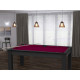 Billard Texas 6 pieds convertible en table à manger 6 personnes Coloris noir grainé tapis prune De Faugères A014A028A040A073