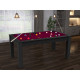 Billard Texas 6 pieds convertible en table à manger 6 personnes Coloris noir grainé tapis prune De Faugères A014A028A040A073