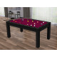 Billard Texas 6 pieds convertible en table à manger 6 personnes Coloris noir grainé tapis prune De Faugères A014A028A040A073