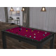 Billard Texas 6 pieds convertible en table à manger 6 personnes Coloris noir grainé tapis prune De Faugères A014A028A040A073