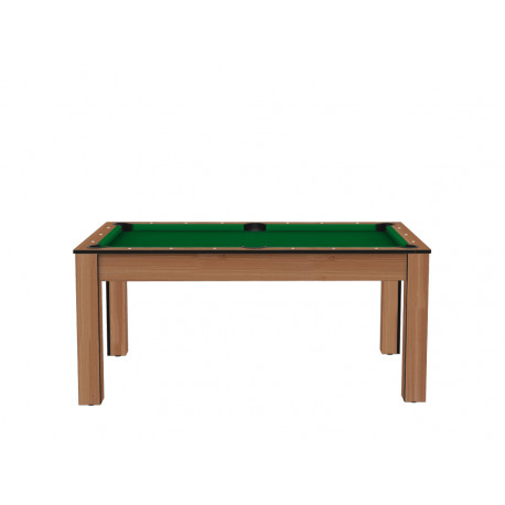 Billard Texas 6 pieds convertible en table à manger 6 personnes Coloris hêtre boisé tapis vert De Faugères A015A023A035A077