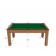 Billard Texas 6 pieds convertible en table à manger 6 personnes Coloris hêtre boisé tapis vert De Faugères A015A023A035A077