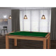 Billard Texas 6 pieds convertible en table à manger 6 personnes Coloris hêtre boisé tapis vert De Faugères A015A023A035A077