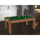 Billard Texas 6 pieds convertible en table à manger 6 personnes Coloris hêtre boisé tapis vert De Faugères A015A023A035A077