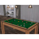 Billard Texas 6 pieds convertible en table à manger 6 personnes Coloris hêtre boisé tapis vert De Faugères A015A023A035A077