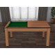 Billard Texas 6 pieds convertible en table à manger 6 personnes Coloris hêtre boisé tapis vert De Faugères A015A023A035A077