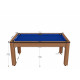 Billard Texas 6 pieds convertible en table à manger 6 personnes Coloris hêtre boisé tapis bleu De Faugères A015A024A036A077