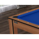 Billard Texas 6 pieds convertible en table à manger 6 personnes Coloris hêtre boisé tapis bleu De Faugères A015A024A036A077