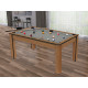 Billard Texas 6 pieds convertible en table à manger 6 personnes Coloris hêtre boisé tapis gris De Faugères A015A026A038A077