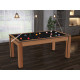 Billard Texas 6 pieds convertible en table à manger 6 personnes Coloris hêtre boisé tapis noir De Faugères A015A027A039A077