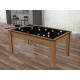 Billard Texas 6 pieds convertible en table à manger 6 personnes Coloris hêtre boisé tapis noir De Faugères A015A027A039A077