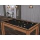 Billard Texas 6 pieds convertible en table à manger 6 personnes Coloris hêtre boisé tapis noir De Faugères A015A027A039A077